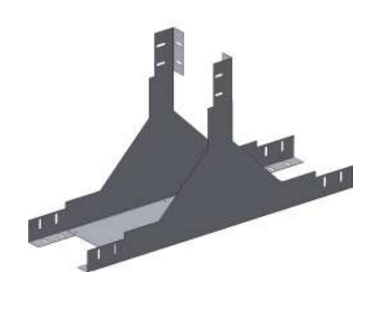 Лоток тройниковый вертикальный вверх горячеоцинкованная сталь СОЭМИ ЛМс-ТВ 200х100-Sц УТ1,5 Кабеленесущие системы